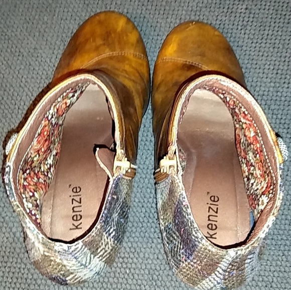 Leather/Plaid Kenzie Castillo Booties Sz7 - Picture 6 of 6